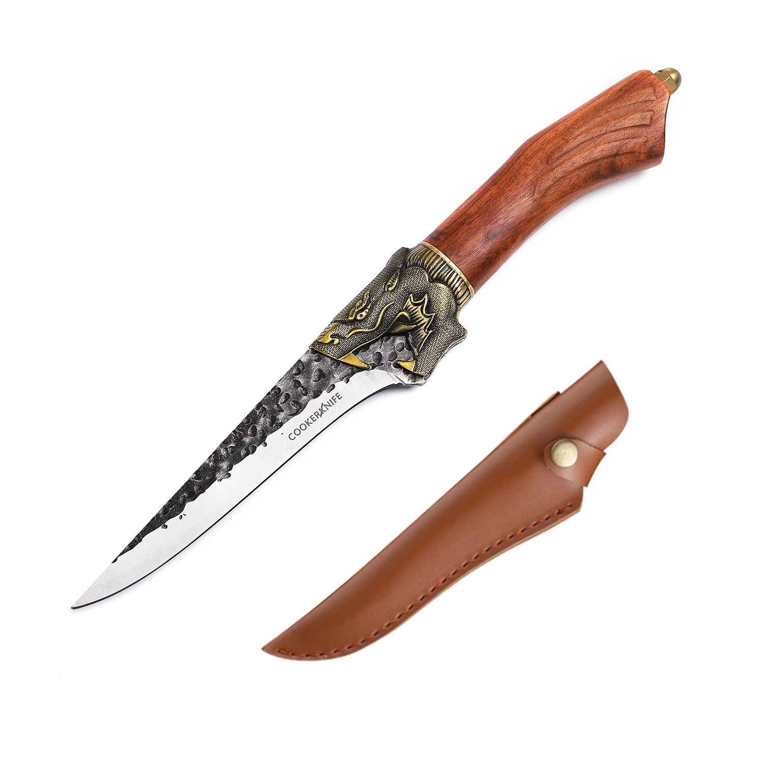Hand Forged Fishing Fillet Kitchen Knife Slicing Knife for Deboning, Outdoor Camping