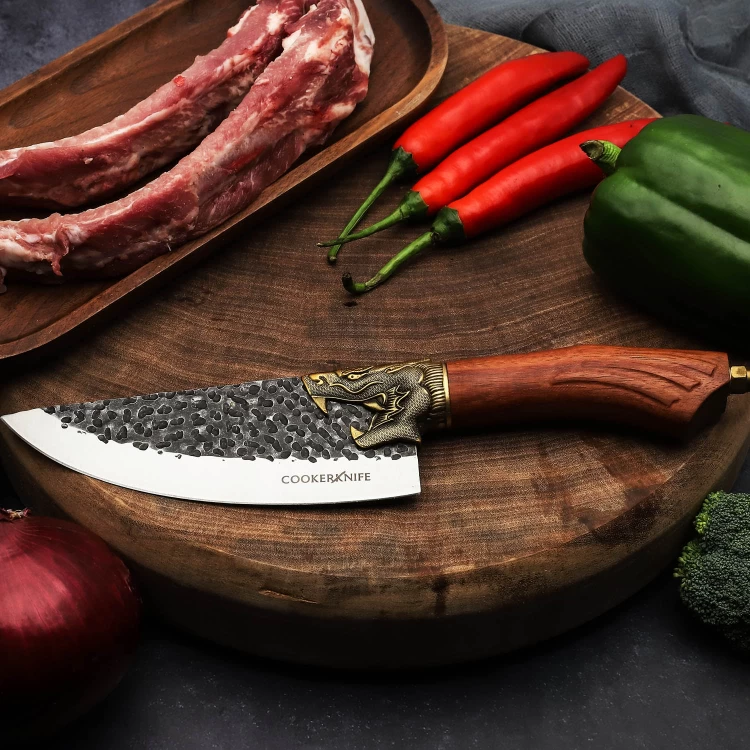 Hand Forged Butcher Knife Meat Cleaver Knife for Home, Restaurant, Outdoor Camping