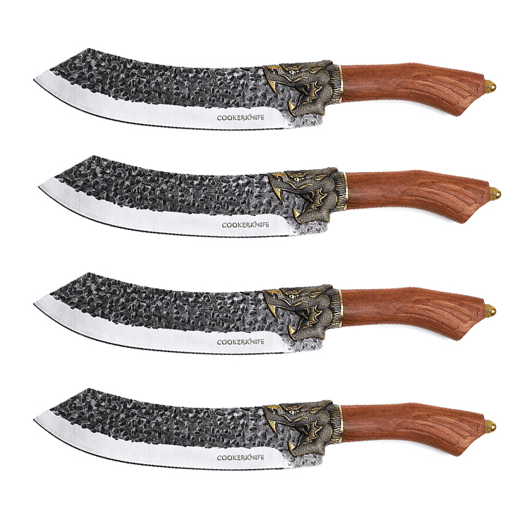 Hand Forged Chef's Knife Camping Kitchen Knife for Cooking, Outdoor Camping 4Pcs