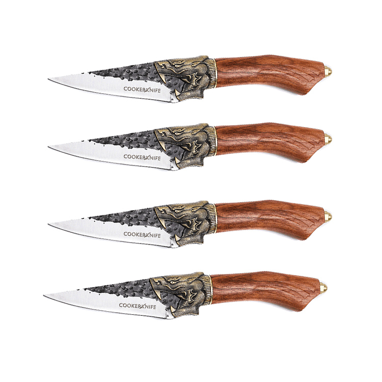 Forged Butcher Knife Hand Forged Boning Butcher Knife With Leather Sheath 4Pcs
