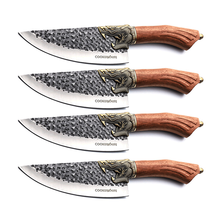Hand Forged Meat Cleaver Stainless Steel Cleaver Knife Chef Knife Outdoor Cooking Knife 4pcs