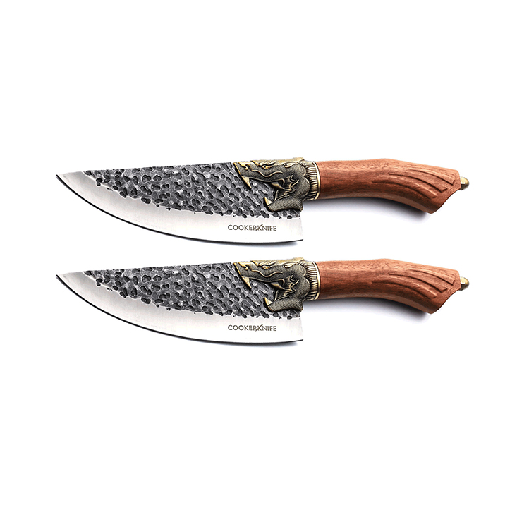 Handmade Professional Chef Knives  Chopping Knife Forged Cleaver Knife with Wood Handle 2Pcs