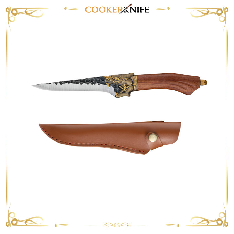 Hand Forged Fishing Fillet Kitchen Knife Slicing Knife for Deboning, Outdoor Camping