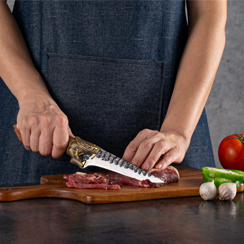 Hand Forged Fishing Fillet Kitchen Knife Slicing Knife for Deboning, Outdoor Camping