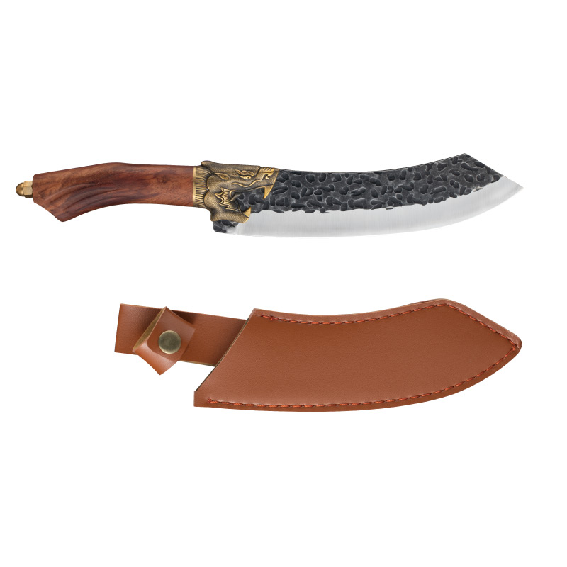 Handmade Forged Kitchen Chef Knife Forged Steak Knife with Leather Knife Sheath